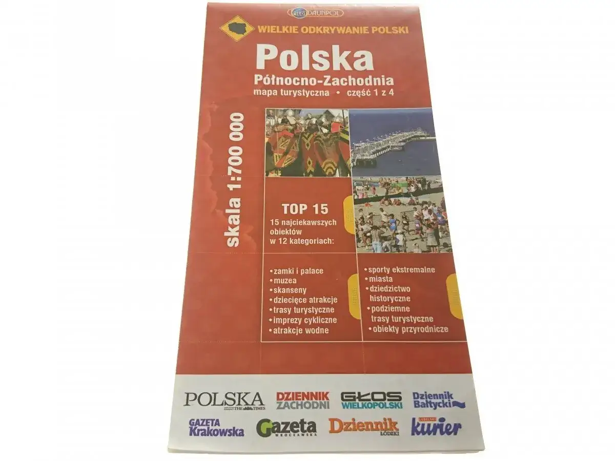 Mapa turystyczna Północno-Zachodniej Polski z listą TOP 15 atrakcji, w tym zamków, muzeów i tras turystycznych. Odkryj zachodnia polska atrakcje!