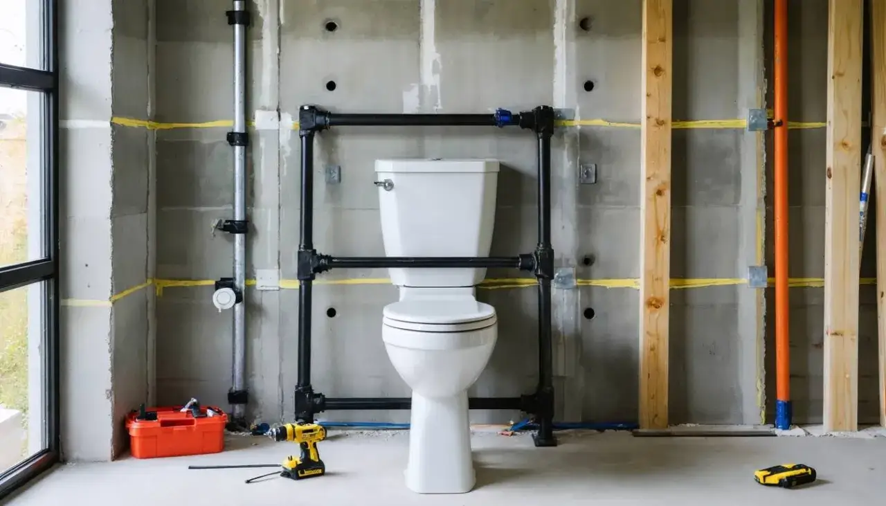 Zabudowa stelaża WC przed i po