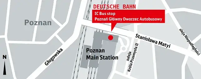 Mapa Dworzec Autobusowy Poznań Gł&oacute;wny Flixbus