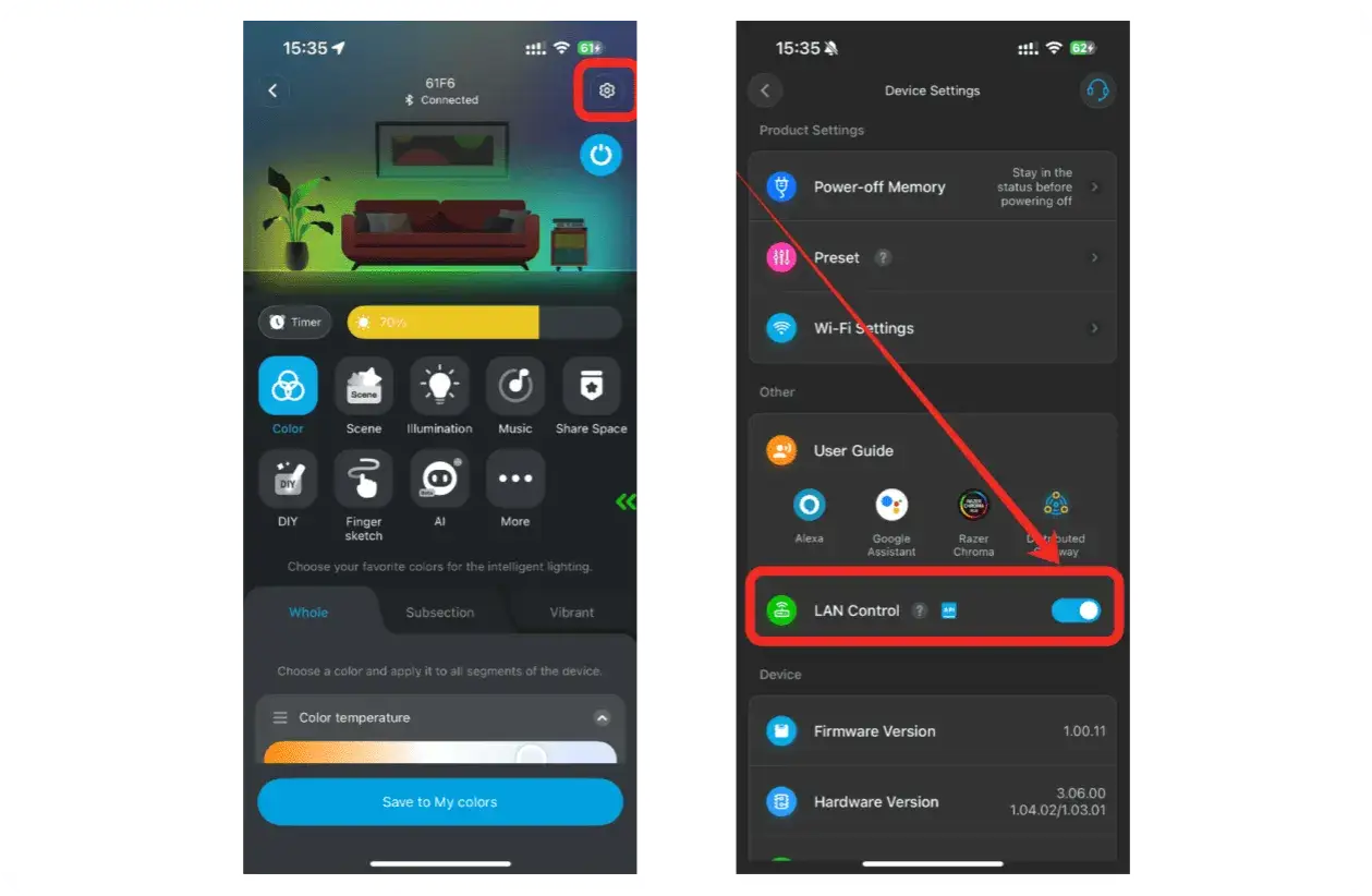 Govee Desktop App: Steuere deine Beleuchtung, aktiviere LAN-Kontrolle für mehr Flexibilität.