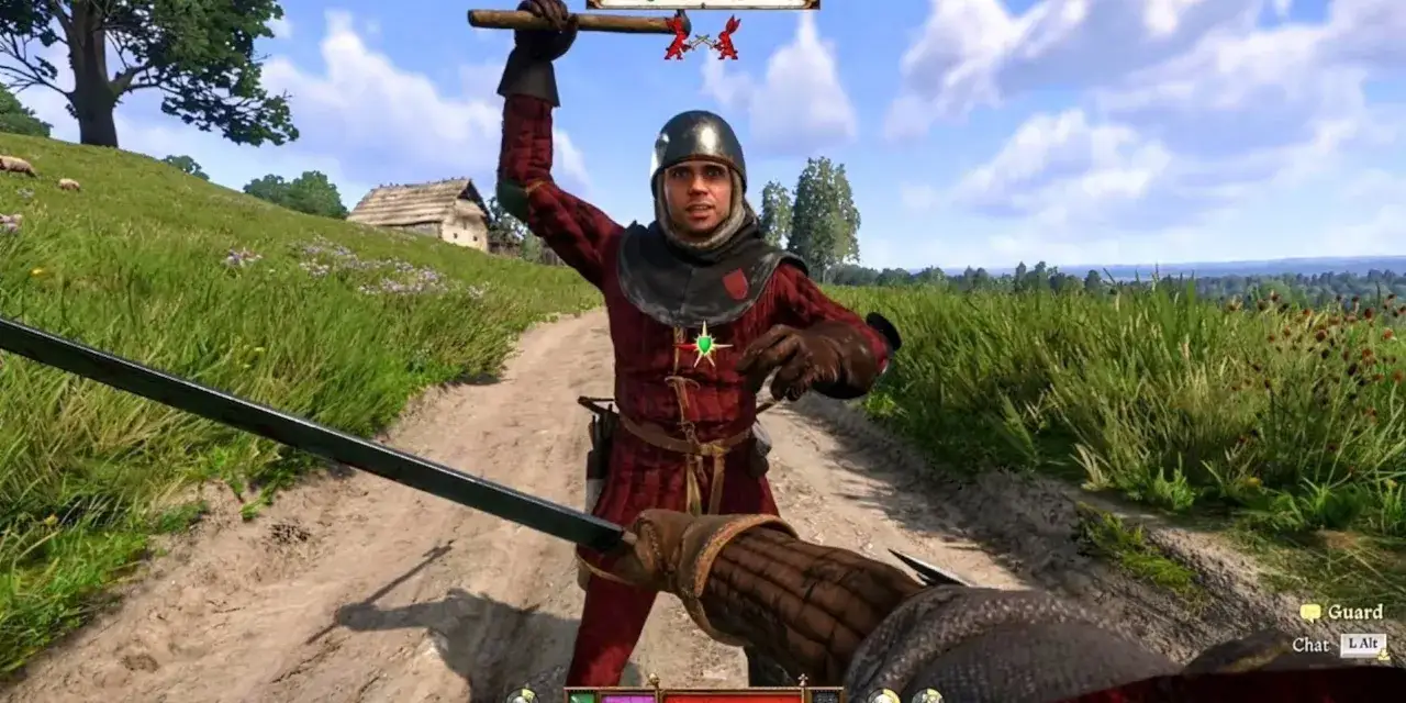 Gracz w Kingdom Come Deliverance walczy z przeciwnikiem na drodze. Poradnik pomoże Ci wygrać tę potyczkę.