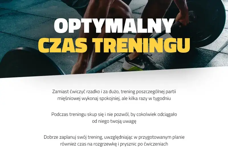 optymalny czas treningu siłowego infografika