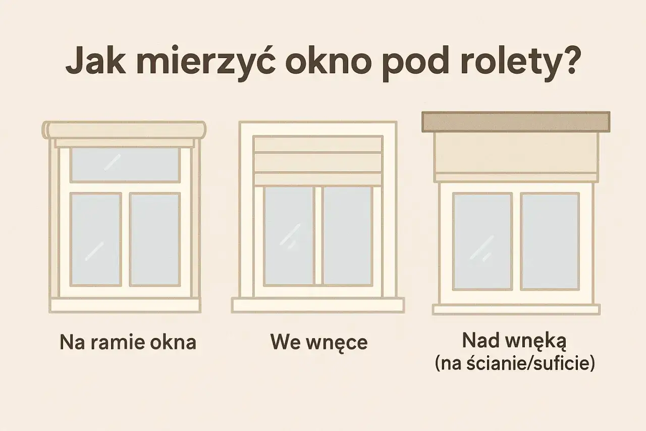 Jak zmierzyć okno na roletę? Trzy sposoby montażu: na ramie, we wnęce, nad wnęką. Wybierz najlepszy dla siebie.