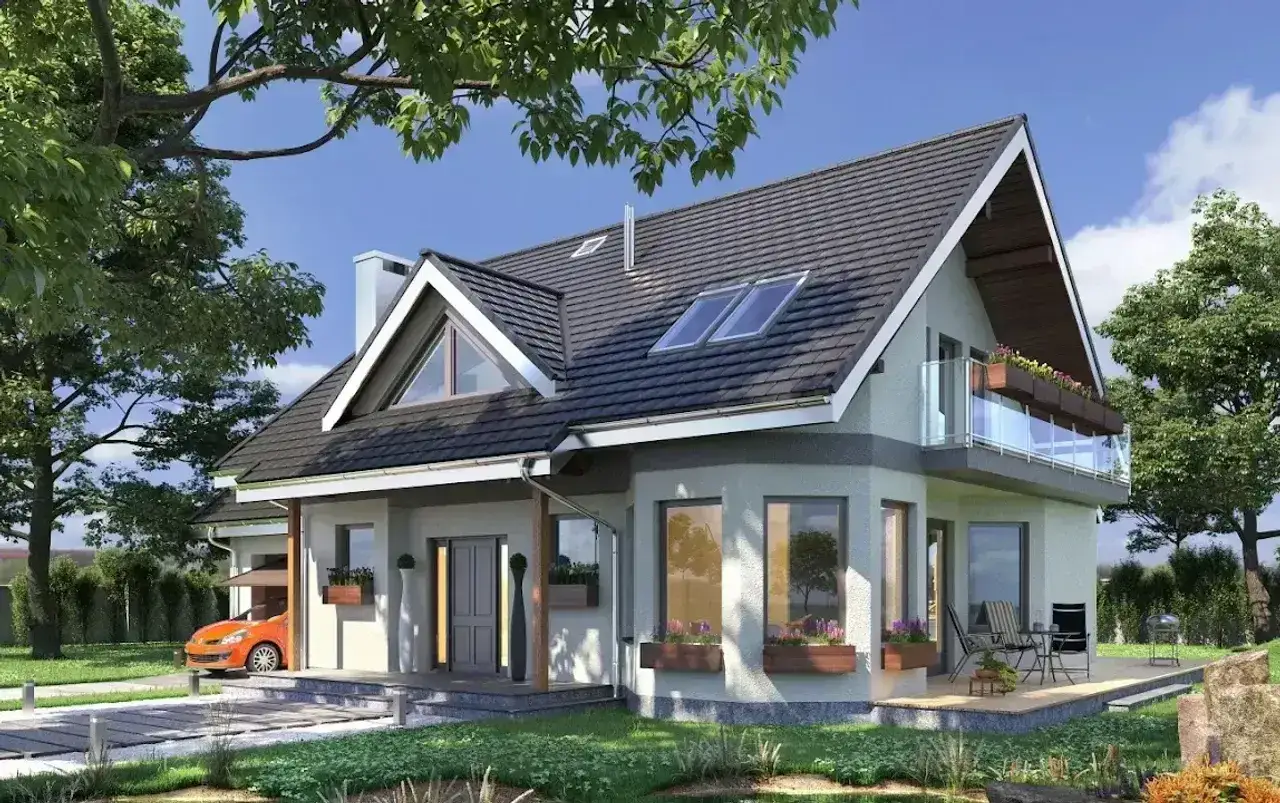 Nowoczesny dom z tarasem i balkonem. Zastanawiasz się, ile kosztuje adaptacja projektu?