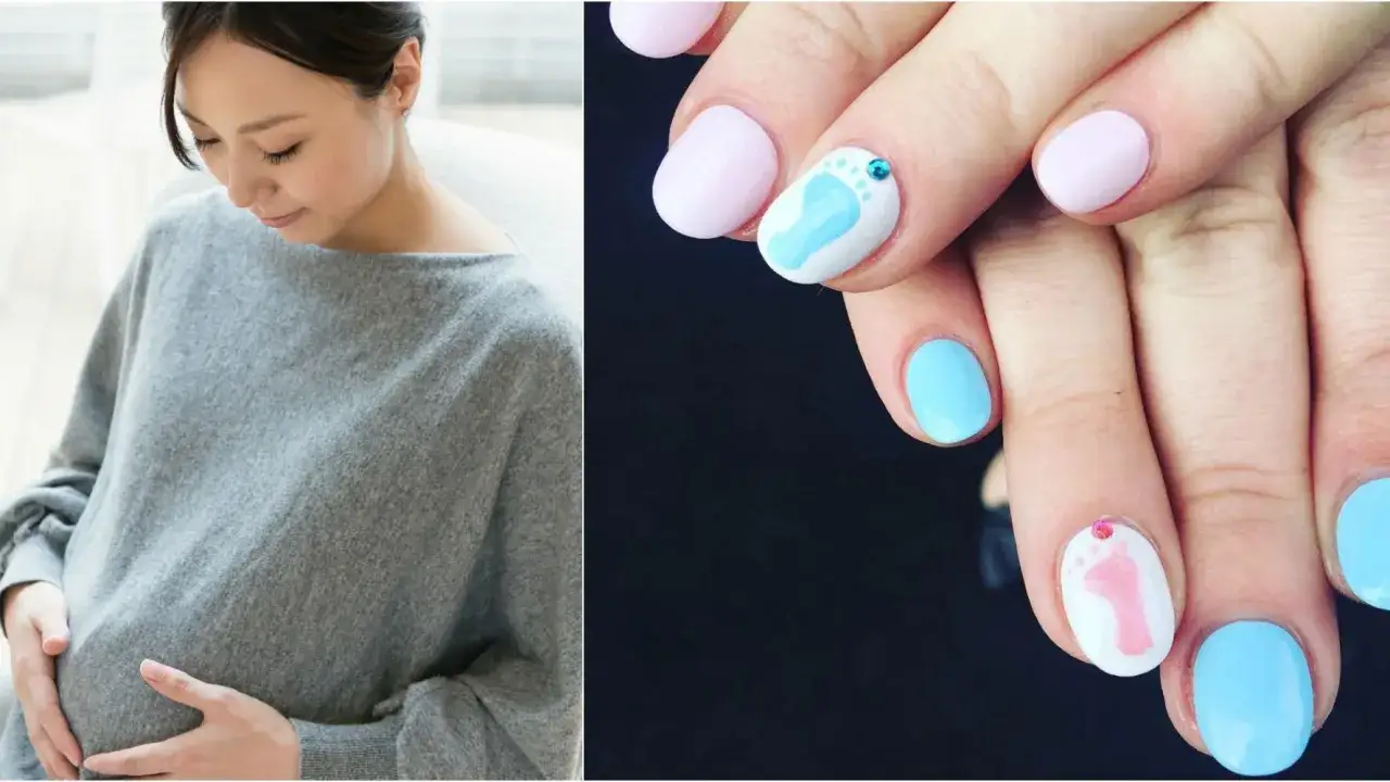 Manicure con impronte di piedini, un tocco di dolcezza per le unghie in gravidanza.