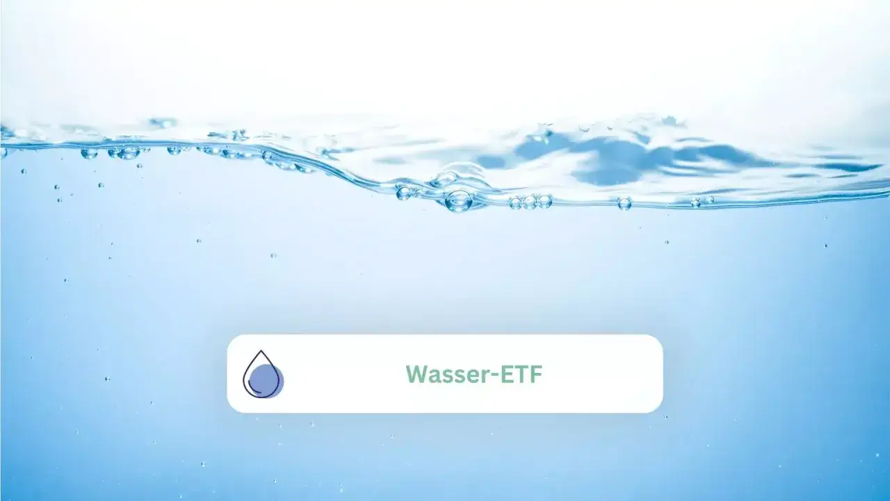Klares Wasser mit Bläschen und dem Schriftzug