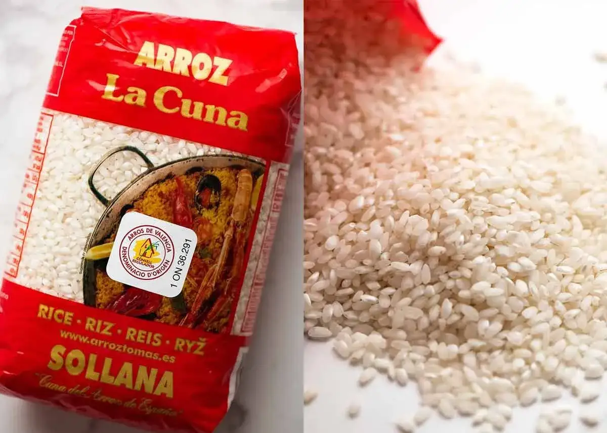 En påse ris till paella, märkt