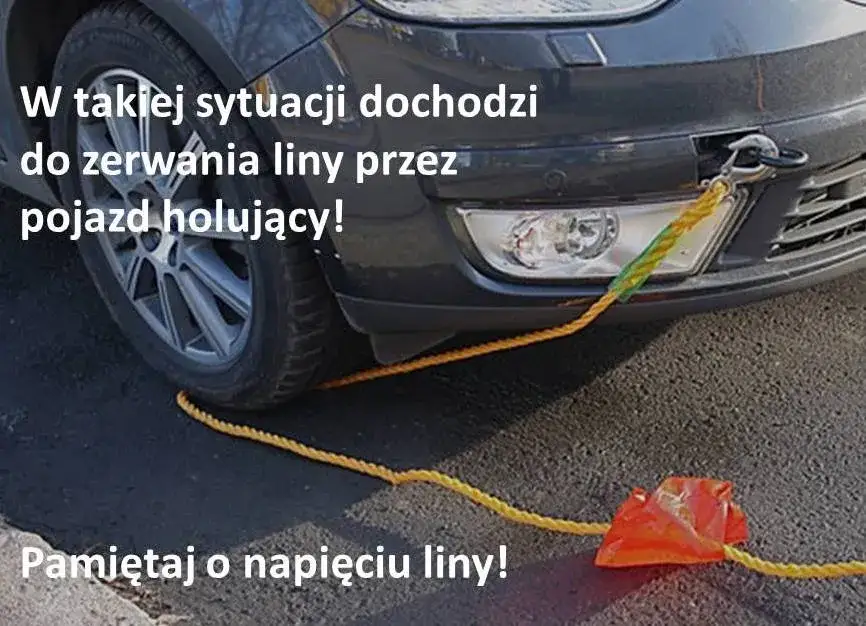 Prawidłowe oznakowanie pojazdu holowanego na lince