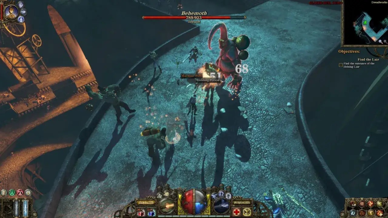 Walka z potężnym Behemotem w mrocznej, steampunkowej polskiej grze o wampirach. Bohaterowie walczą o przetrwanie.