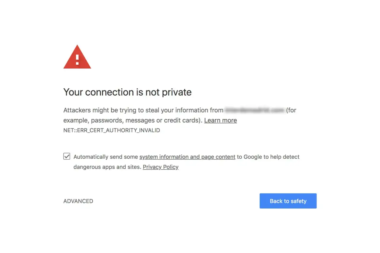 Komunikat o błędzie SSL: 