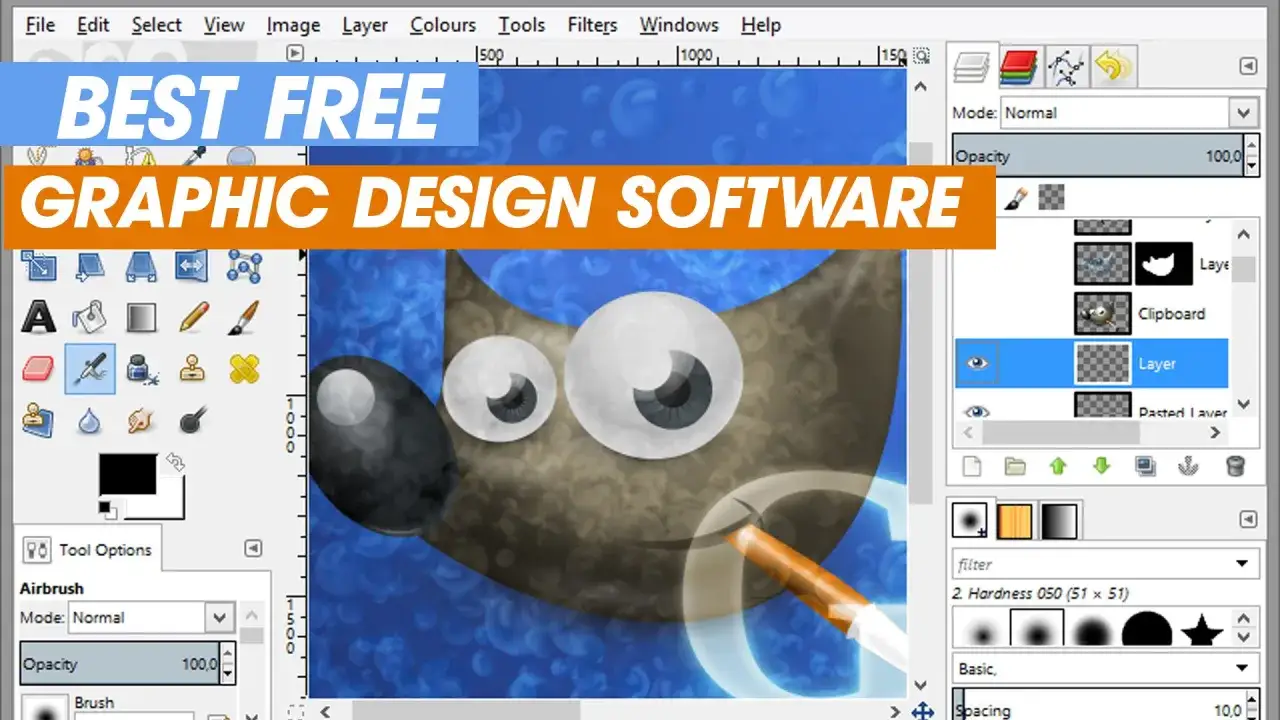 Najlepszy darmowy program graficzny do tworzenia niesamowitych projektów. Interfejs programu GIMP z widocznymi narzędziami i warstwami.
