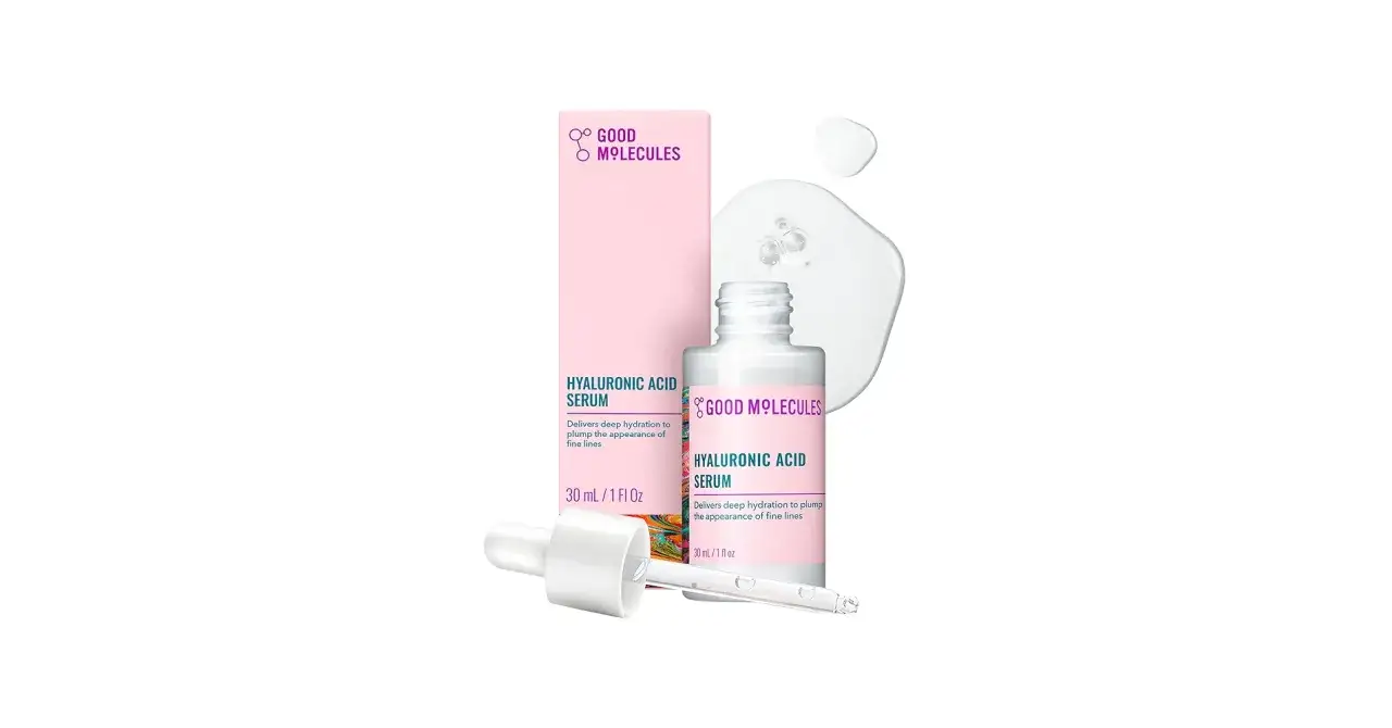 Good Molecules Hyaluronic Acid Serum für jugendliche, pralle Haut. Das Serum spendet tiefe Feuchtigkeit und reduziert feine Linien.
