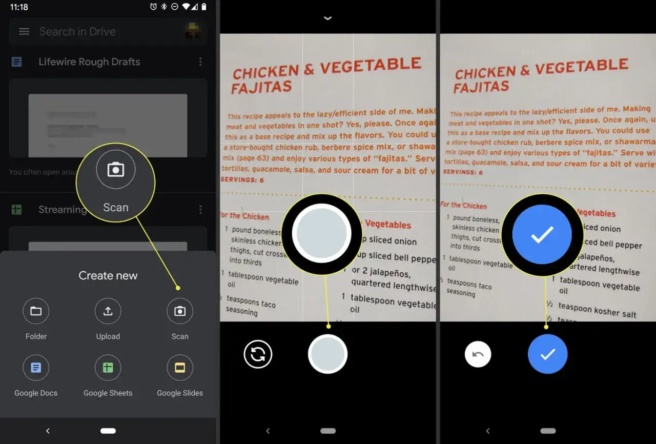 Skaner online Android bez instalacji pozwala na szybkie skanowanie przepisów, np. na kurczaka z warzywami.