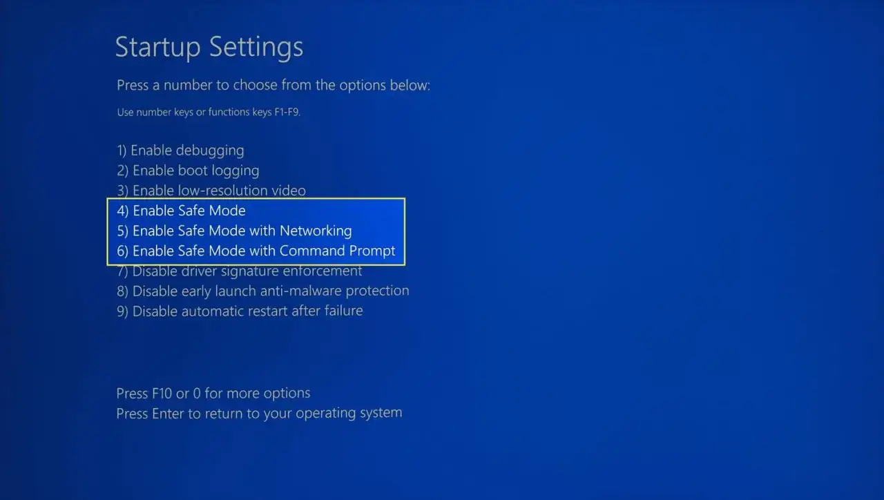 Ekran ustawień startowych Windows 11. Wybrano opcję 