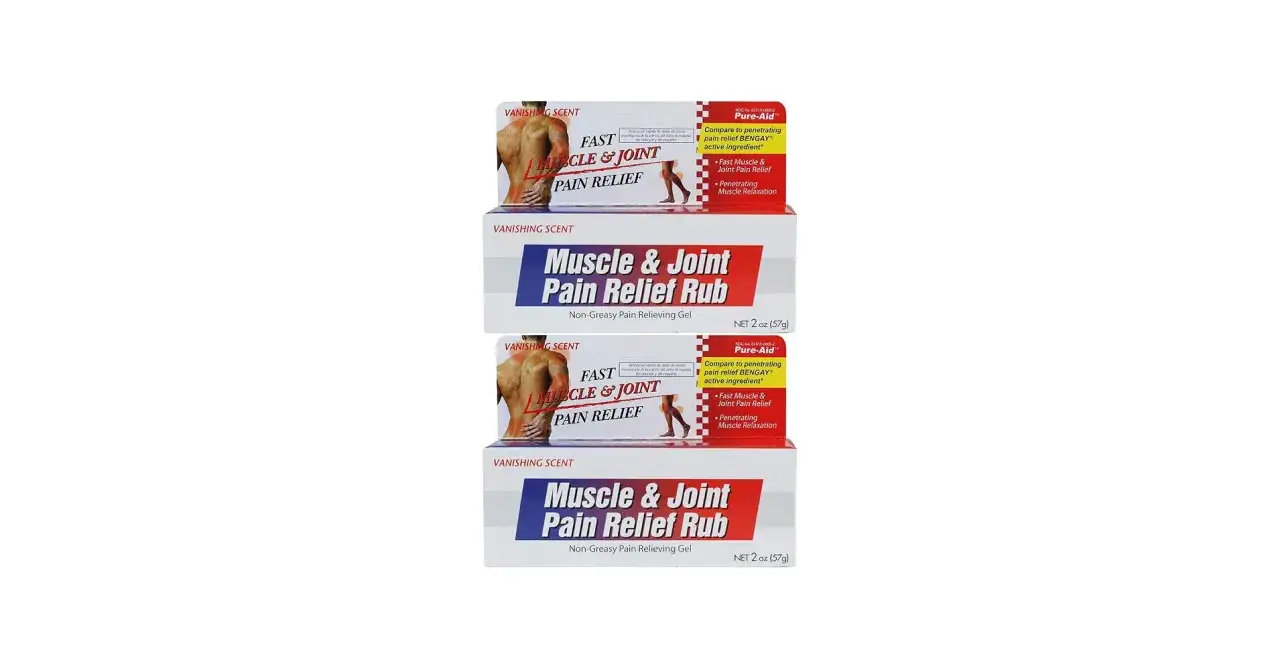 Maść na ból mięśni Pure-Aid Muscle & Joint Pain Relief Rub. Szybko przynosi ulgę w bólu i rozluźnia mięśnie.