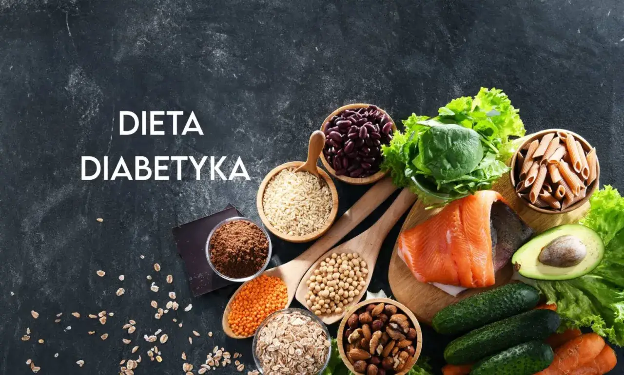 Zdrowe składniki na menu dla cukrzyka: łosoś, awokado, warzywa, kasze, orzechy i nasiona.