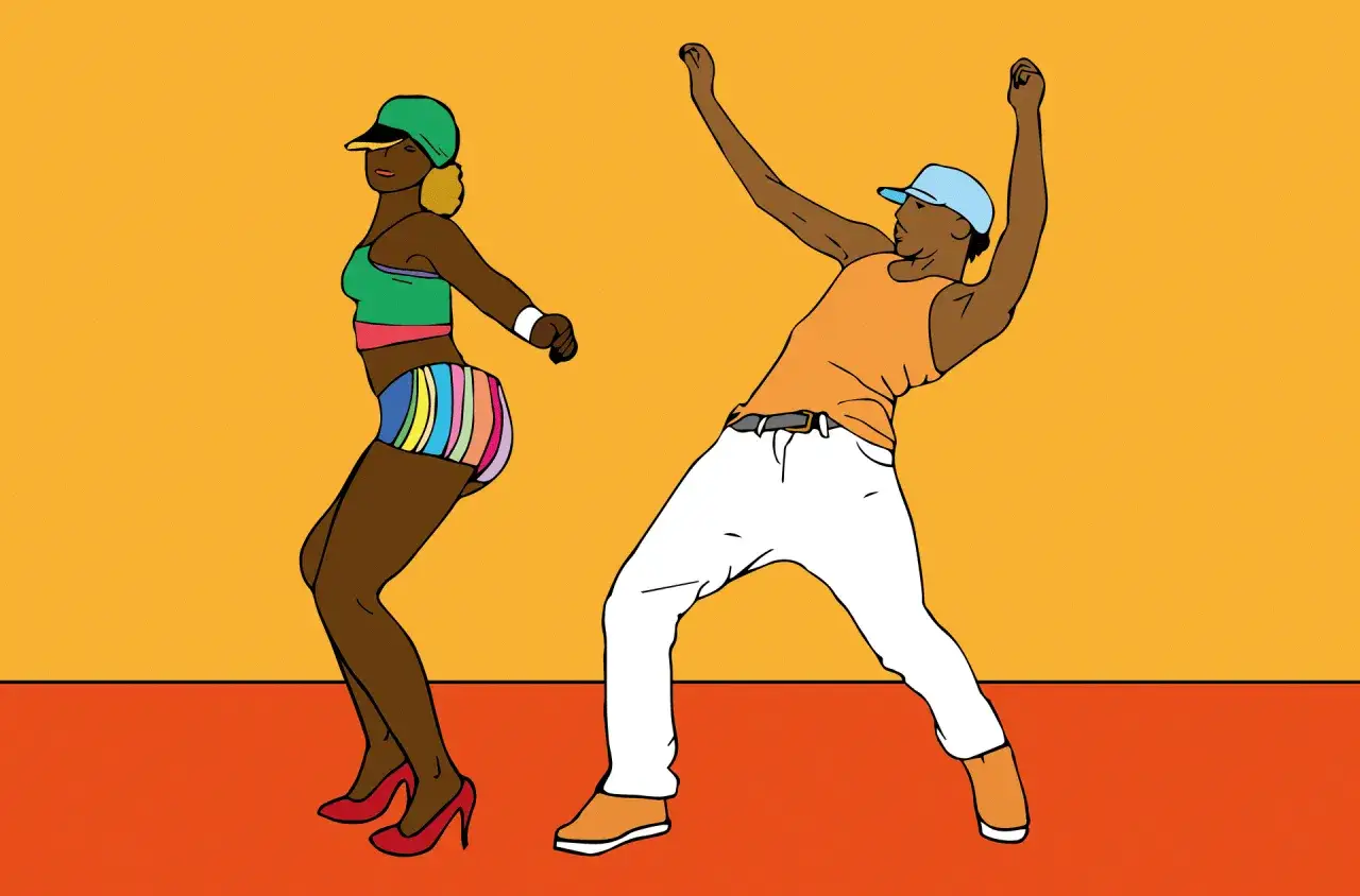Para zrozumieć, dancehall co to, zobacz tę parę tańczącą z energią. Ona w kolorowych szortach, on w pomarańczowej koszulce.