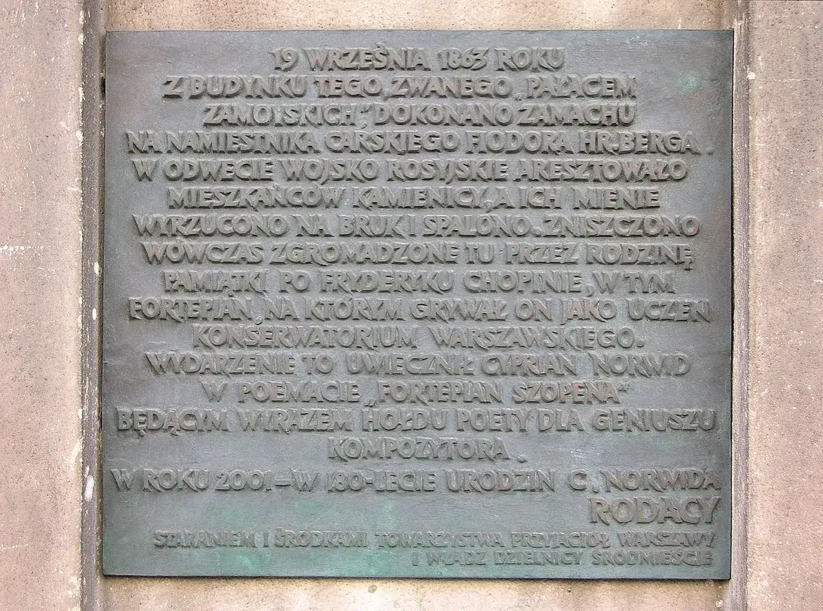 Fortepian Chopina Pałac Zamoyskich Warszawa