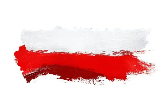 Graficzne por&oacute;wnanie: flaga Polski z napisem 