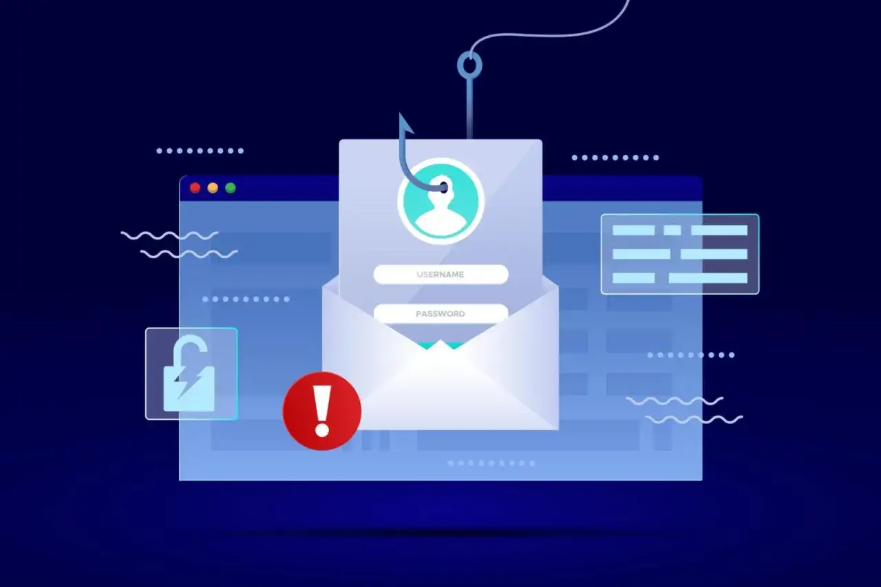 Hak na dane: formularz logowania w kopercie, haczyk, wykrzyknik. To jest phishing, co to jest?