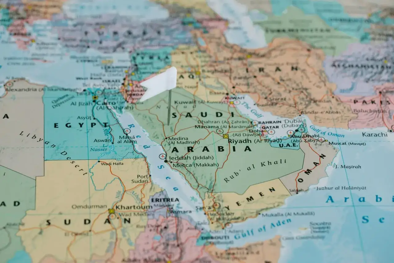 Mapa polityczna Arabii Saudyjskiej i Półwyspu Arabskiego