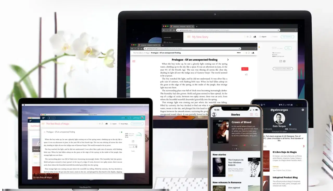 M&uacute;ltiples dispositivos muestran una app para escribir gratis, con texto de 