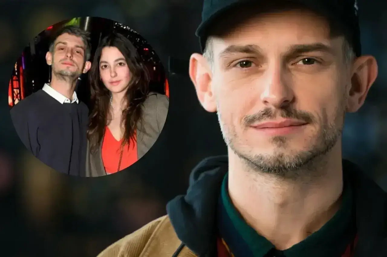 Vito Bambino z żoną na zdjęciu. Artysta w zbliżeniu, obok okrągłe zdjęcie z ukochaną.
