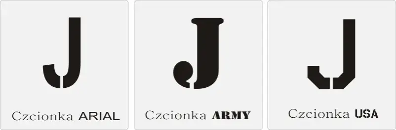 litera j różne czcionki