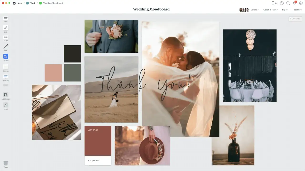 przykładowy moodboard zaproszenia ślubne