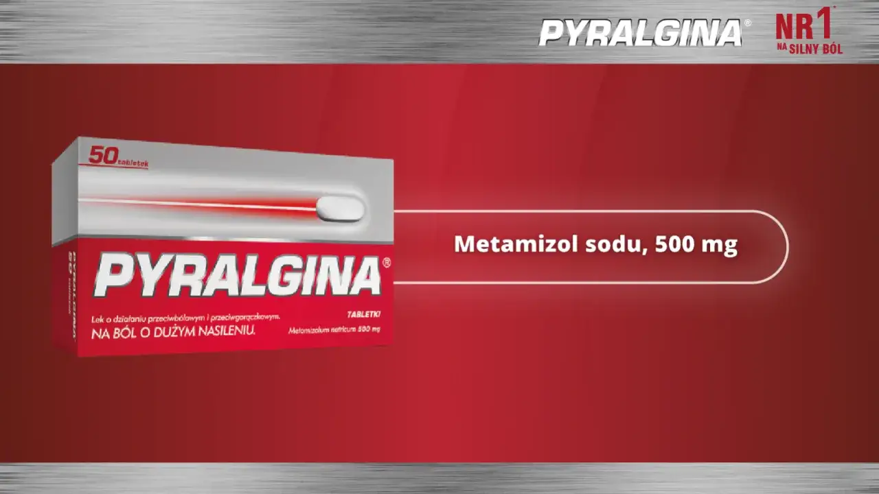 Pyralgina na co? Na silny ból. Lek o działaniu przeciwbólowym i przeciwgorączkowym, zawierający metamizol sodu 500 mg.