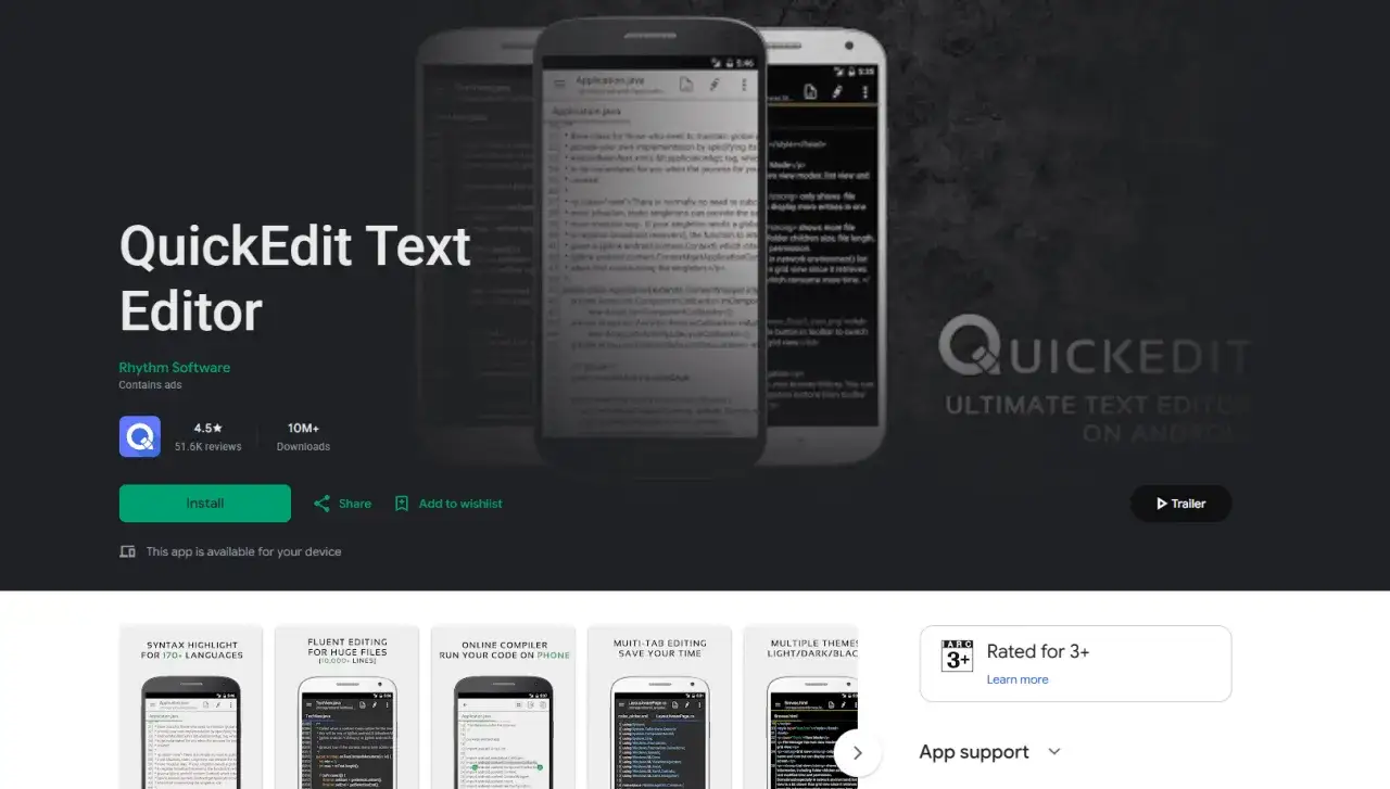 QuickEdit Text Editor – zaawansowany edytor tekstu na Androida. Używaj go do pisania kodu i edycji plików.