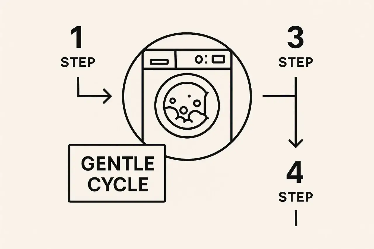 Steps for how to wash linen sheets: 1. Start with a gentle cycle. 2. Place sheets in washing machine. 3. Continue to step 4. 4. Finish washing.