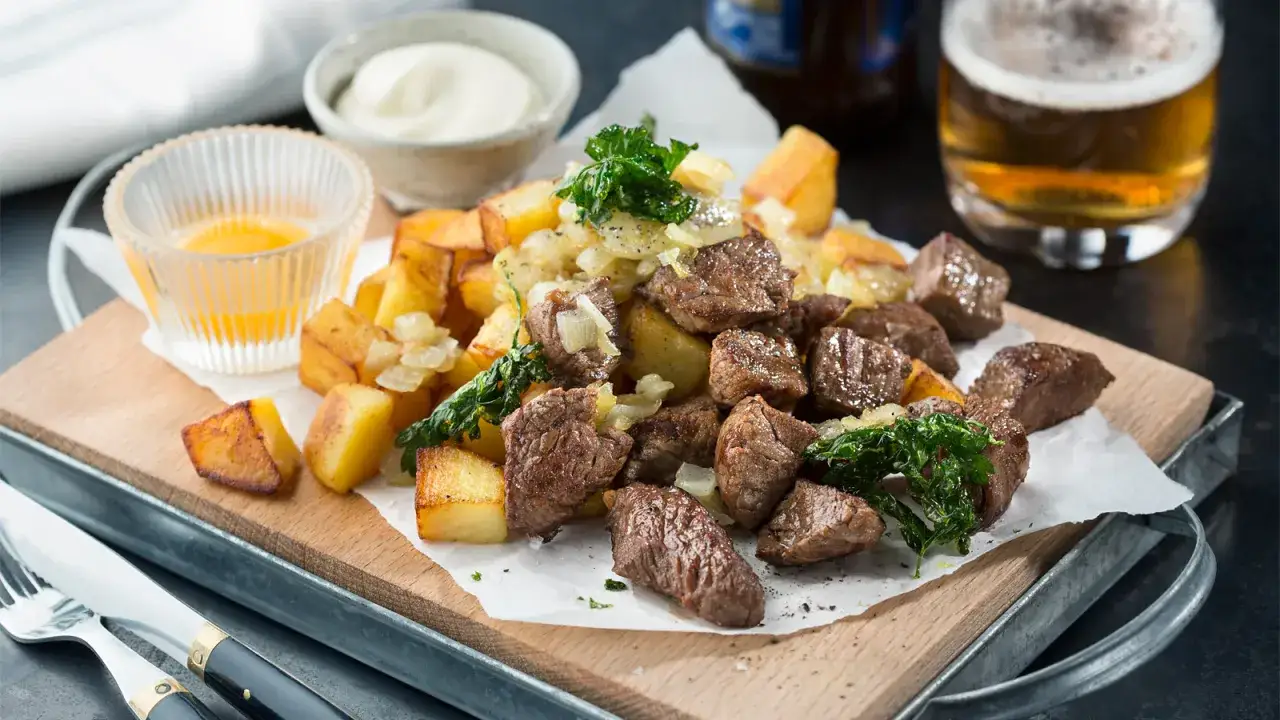 En h&auml;rlig biff Rydberg med saftiga k&ouml;ttbitar, krispiga potatisbitar, l&ouml;k och en god s&aring;s. Perfekt f&ouml;r en mysig kv&auml;ll.