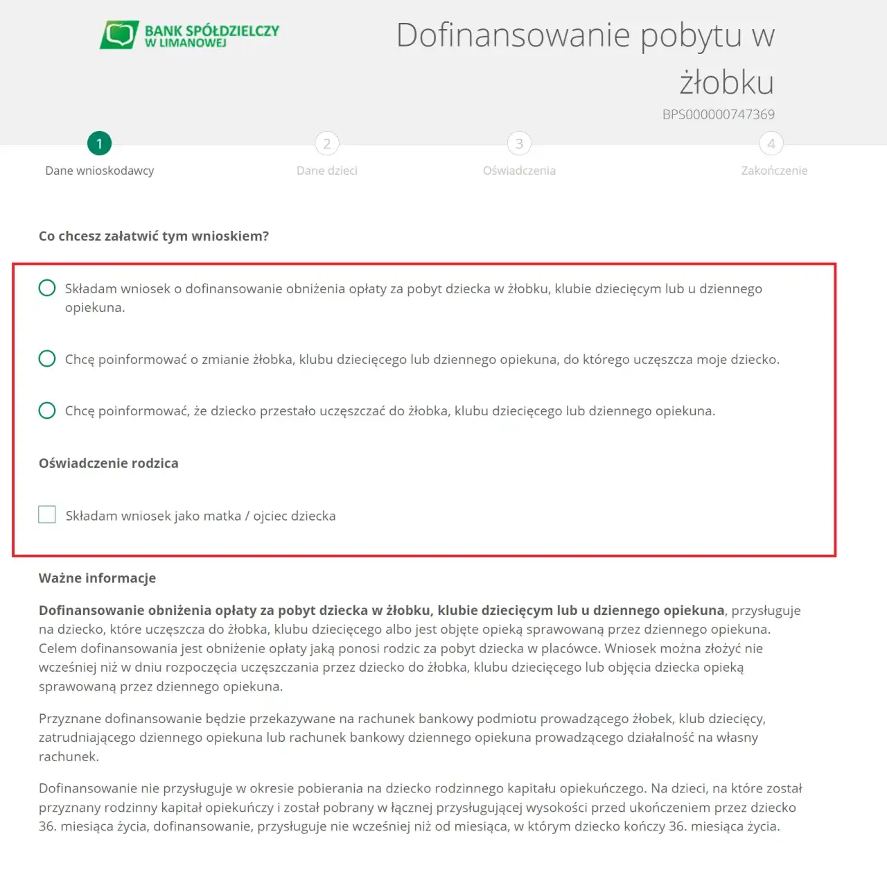 Rodzic wypełnia wniosek o dofinansowanie żłobka online