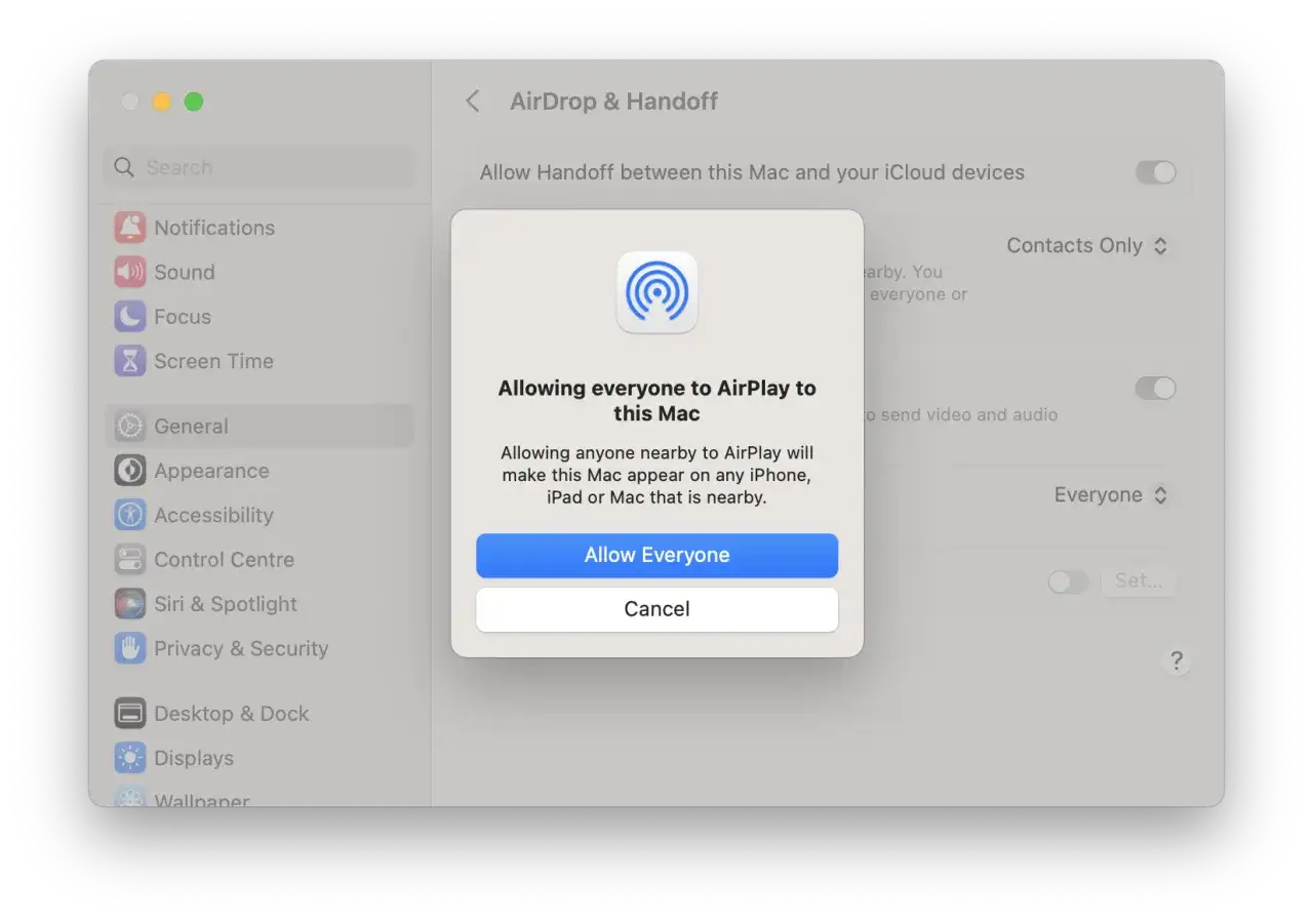 AirPlay funkar inte? F&ouml;nstret 