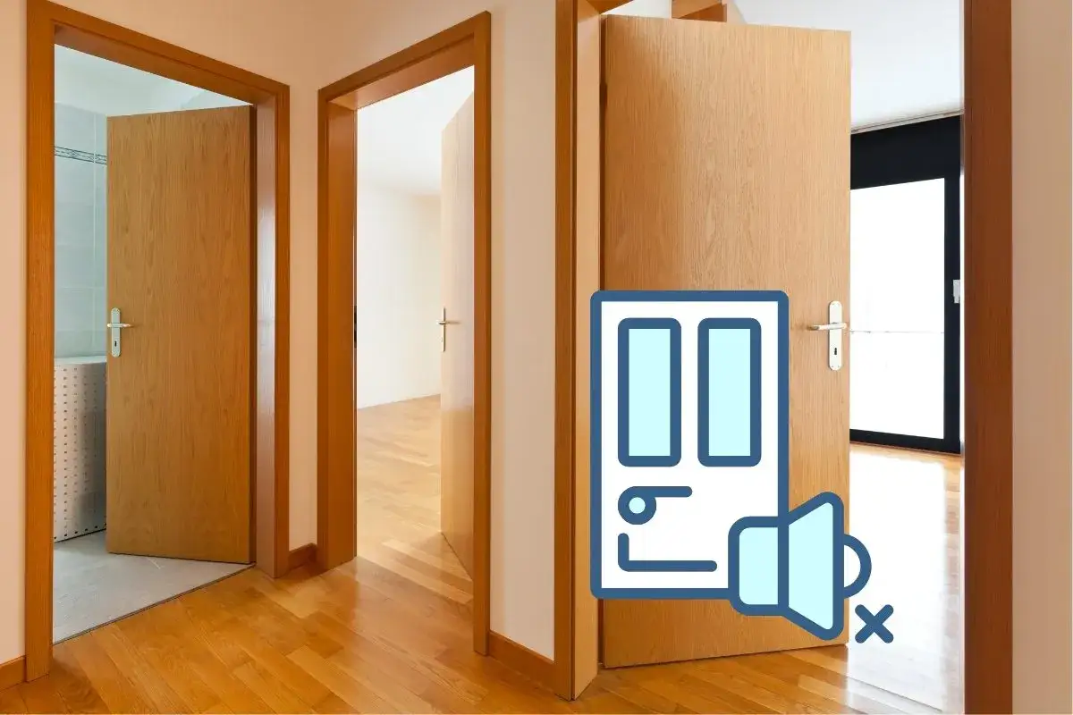Icône de porte avec symbole de silence, suggérant comment isoler phoniquement une porte pour plus de tranquillité.