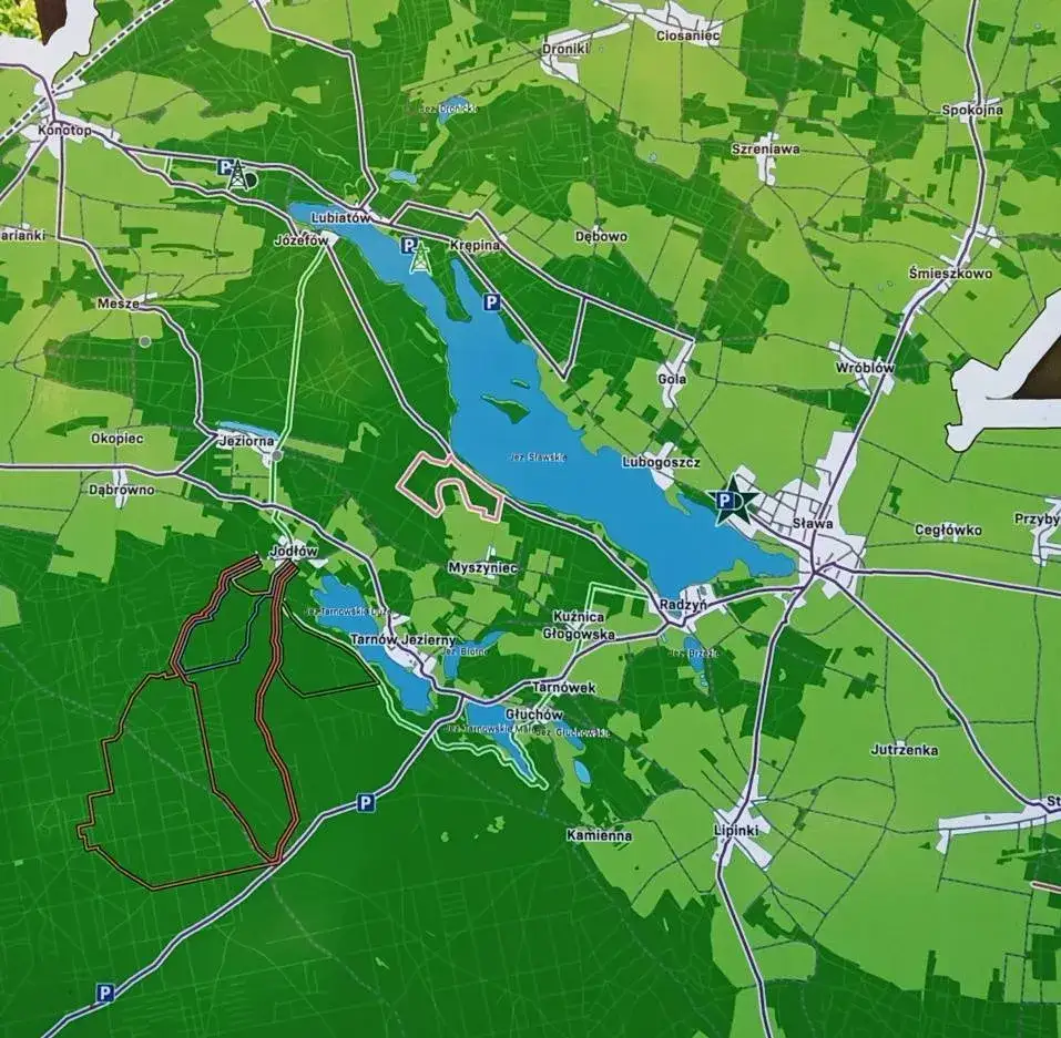 Mapa atrakcji turystycznych Jezioro Sławskie