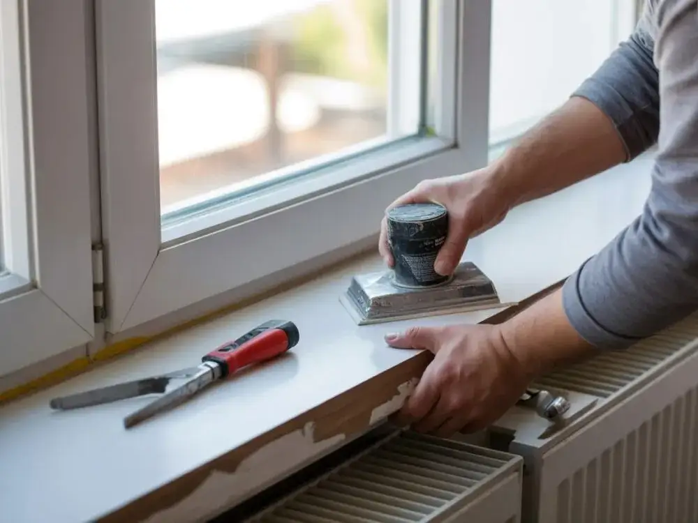 Renowacja parapetu krok po kroku r&oacute;żne materiały