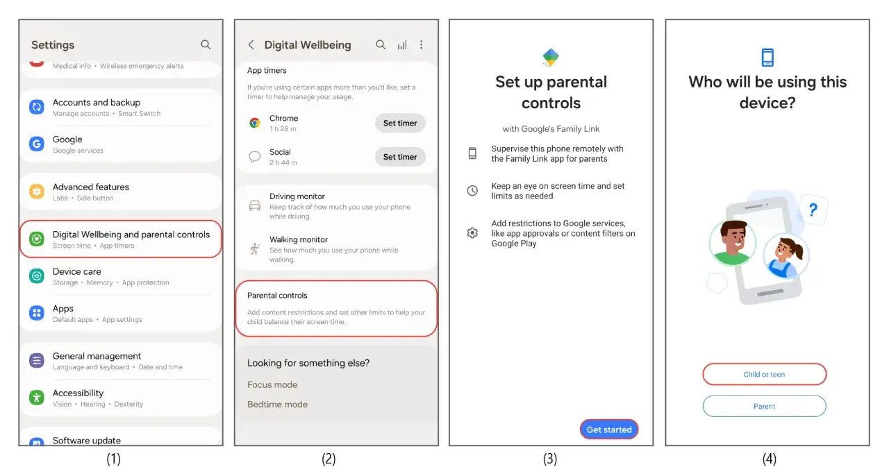 Ustawienia telefonu z Androidem, pokazujące opcje