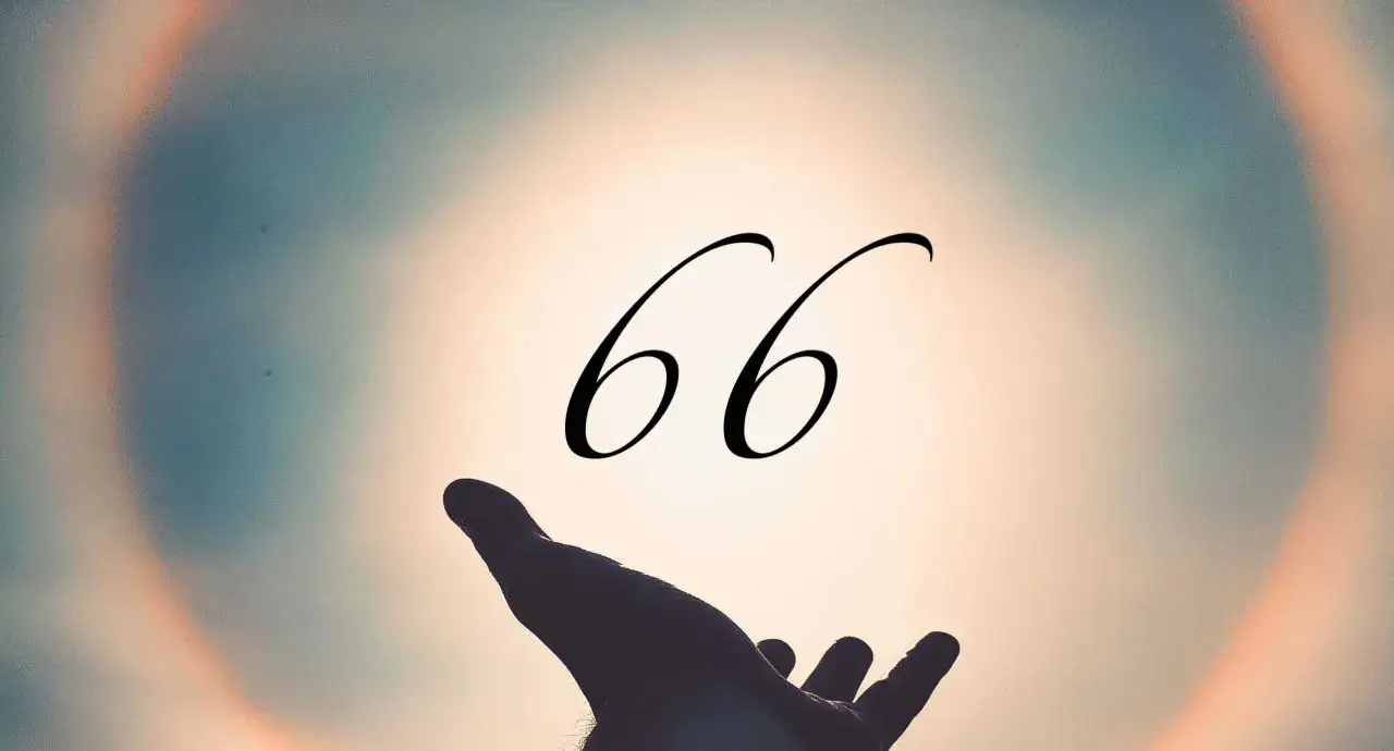 Main levée vers le ciel, le chiffre 66 apparaît, symbolisant une nouvelle étape ou une signification profonde.