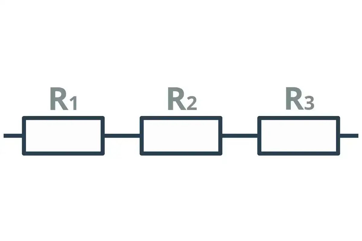 Schemat połączenie r&oacute;wnoległe trzech rezystor&oacute;w: R1, R2 i R3.