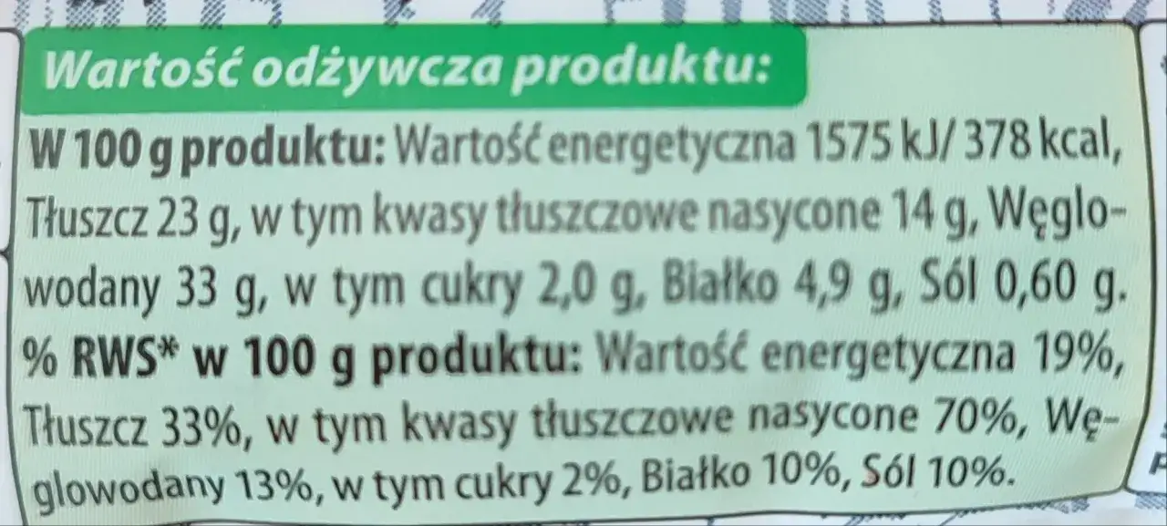 Wartość odżywcza ciasta francuskiego: 378 kcal w 100g. Tłuszcz 23g, węglowodany 33g, białko 4,9g.