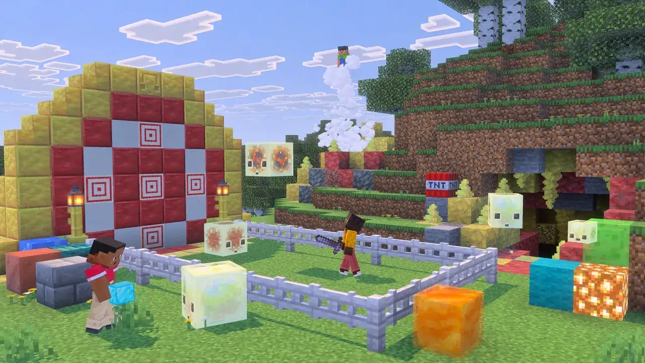 Gracze eksplorują kolorowy świat, zbierając diamenty i walcząc z potworami. To zapowiedź najnowszej aktualizacji Minecraft!