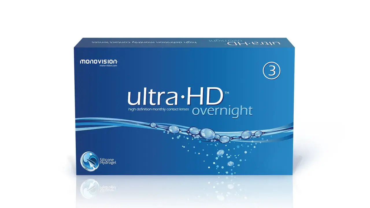 Opakowanie soczewek kontaktowych ultra-HD overnight. Dowiedz się, ile kosztują soczewki na wadę wzroku i ciesz się ostrym widzeniem.