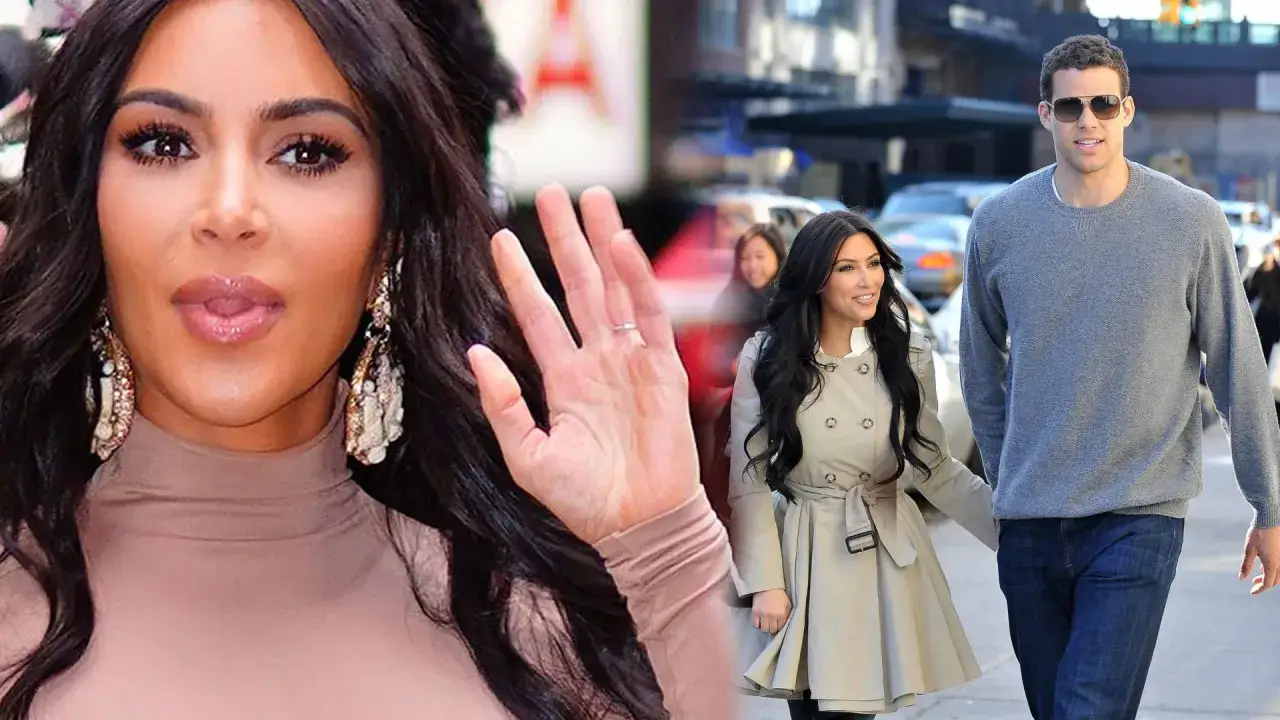 Kim Kardashian z mężem Krisem Humphriesem spacerują po mieście.