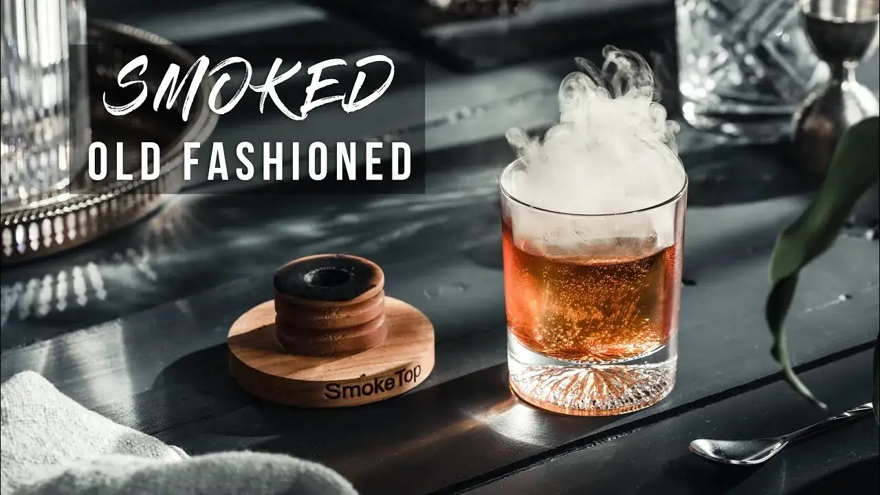 Smoked Old Fashioned cocktail preparation