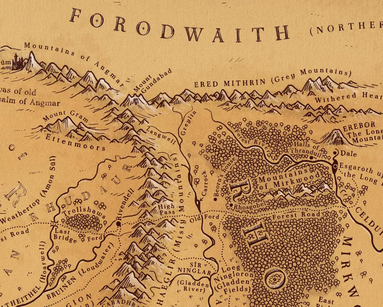 Mapa Śr&oacute;dziemia lub kolekcja książek Tolkiena