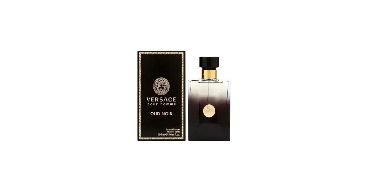 Elegancki flakon i pudełko perfum Versace pour homme Oud Noir.