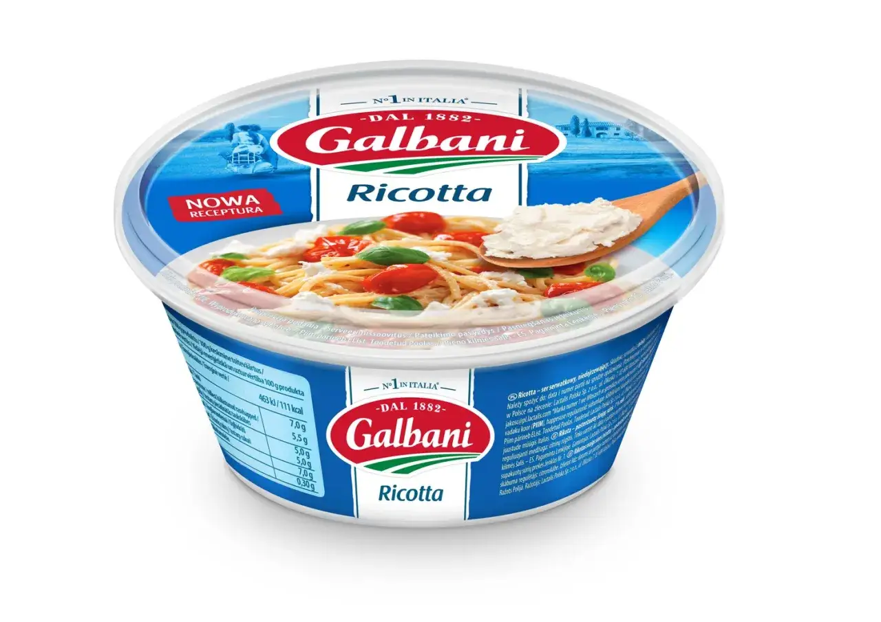 Serek Galbani Ricotta, idealny do makaronu z pomidorami i bazylią. Nowa receptura, włoska jakość.