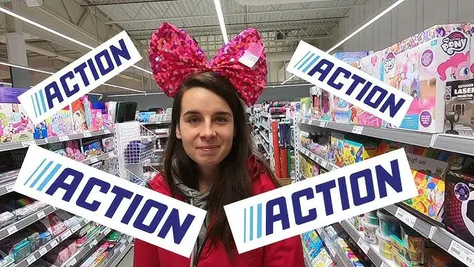 Action sklep wnętrze, popularne produkty Action, ludzie robiący zakupy w Action